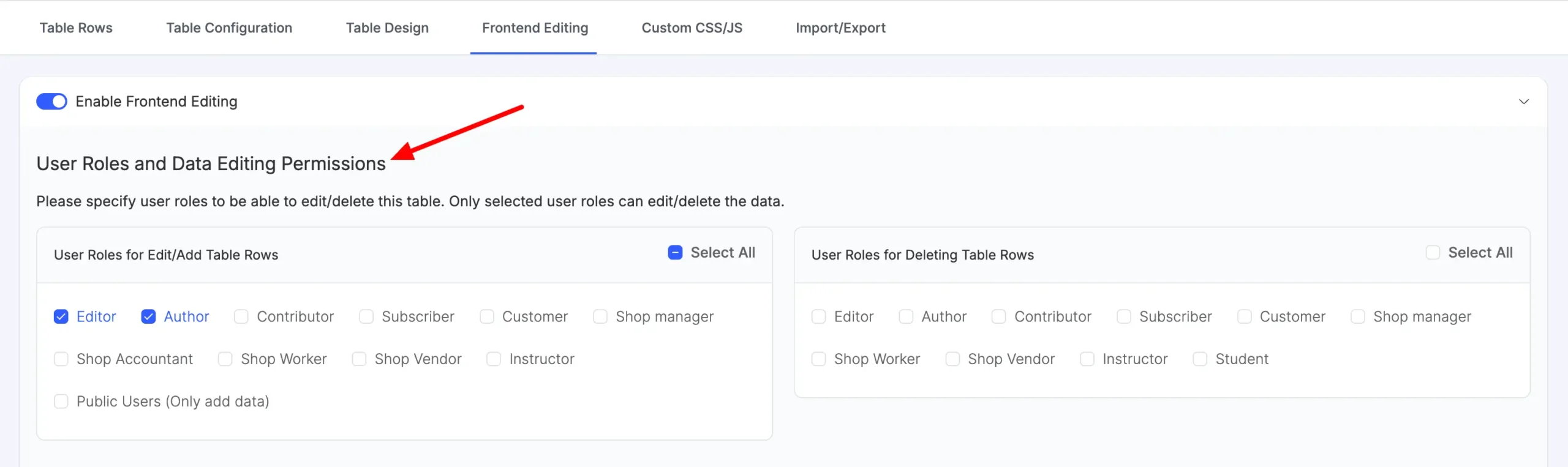 Data Editing Permission