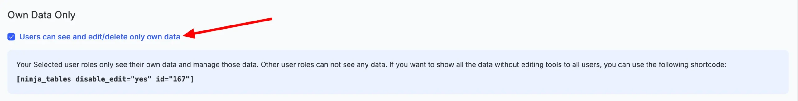 Own Data Only